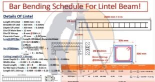 Bar Bending Schedule Of Lintel Beam With Full Detail