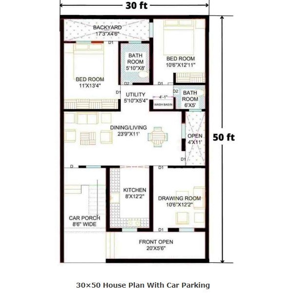 House Plan 30 X 50 Surveying Architects